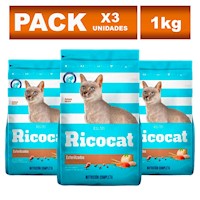 Comida para Gatos Ricocat para Adulto Esterilizado Bolsa 1kg x3