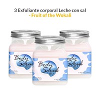 3 Exfoliante corporal Leche con sal 500ml - Fruit of the Wokali