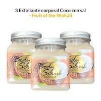 3 Exfoliante corporal Coco con sal 500ml - Fruit of the Wokali