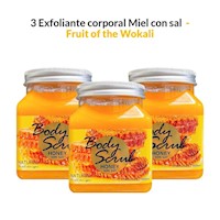 3 Exfoliante corporal Miel con sal 500ml - Fruit of the Wokali