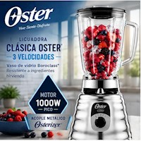 LICUADORA OSTER CLÁSICA 3 VELOCIDADES VASO VIDIRIO CROMADA 4655