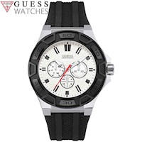 Reloj Guess Force W0674G3 U0674G3 para Hombre Multifuncional Correa de Silicona Negro Dial Blanco