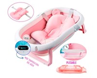 Tina Bañera Plegable y Portátil para  Bebe Rosado