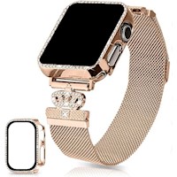 Correa de Acero Inoxidable para Apple Watch Diamond y Case Rose Gold