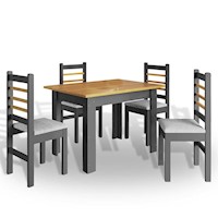 Juego de Comedor 1.14X0.84 Gris/Natural 4 Sillas