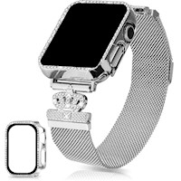 Correa de Acero Inoxidable para Apple Watch Diamond y Case Color Plata