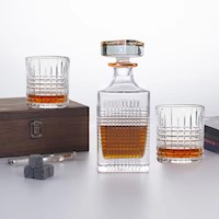 Jgo 7pc Licorera Cristal Vasos, Whiskera, Cadamada, Jerez, 970 ml