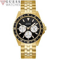 Reloj Guess Odyssey W1107G4 para Hombre Multifuncional Acero Inoxidable Dorado Dial Negro