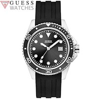 Reloj Guess Crew W1109G1 para Hombre Fecha Correa de Silicona Negro