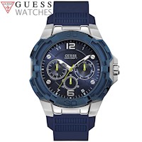 Reloj Guess Genesis W1254G1 para Hombre Multifuncional Correa de Silicona Azul