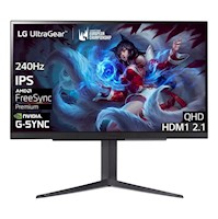 MONITOR GAMER LG 27GR83Q-B 27" QHD IPS (2560x1440) 240Hz 1MS HDMI DP HP-OUT USB 3.0 X3