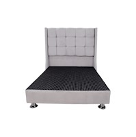 CAMA TAPIZADA ATENAS - 1,5 PLZ - COLOR GRIS PLATA