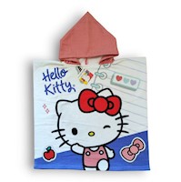 TOALLA HELLO KITTY MICROFIBRA CAPUCHA TIPO PONCHO BEBE Y NIÑAS