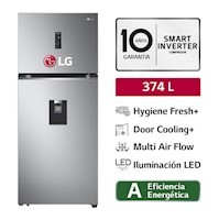 Refrigeradora Top Freezer LG GT37SGP 374L Door Cooling Plateado