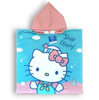 TOALLA HELLO KITTY MICROFIBRA CAPUCHA TIPO PONCHO BEBES Y NIÑOS