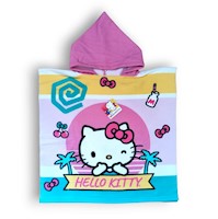 TOALLA HELLO KITTY MICROFIBRA CAPUCHA TIPO PONCHO BEBES Y NIÑO