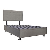 CAMA TAPIZADA BOX ESPACIO LIMA - 1.5 PLZ - COLOR GRIS CLARO