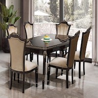 Juego para comedor Dmuebles 6 sillas Philippe - Marrón oscuro/Oro