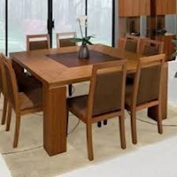Juego para comedor Dmuebles 8 sillas Tron - Marrón claro