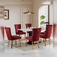 Juego para comedor Dmuebles  6 sillas Italy al Duco Blanco con Negro - Rojo vino