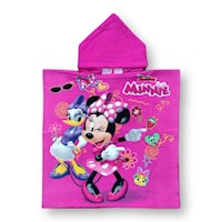 TOALLA TIPO PONCHO MICROFIBRA BEBES NIÑOS MINIE ROSA