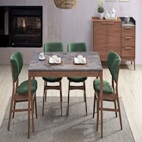 Juego para comedor Dmuebles 4 sillas Bevis - Nogal/Verde