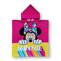 TOALLA TIPO PONCHO MICROFIBRA BEBES NIÑOS MINNIE FUCSIA