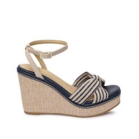 Sandalia D'orsay Casual WAL-2625 Hueso/Azul Piazza