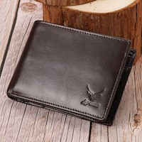 Billetera de Cuero Vacuno Clásica BP945 CAFÉ Con RFID y Amplia Capacidad