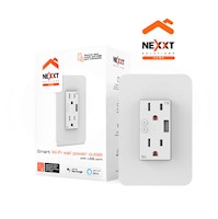 Tomacorriente de pared inteligente Nexxt NHE-W100 2 tomas 1 USB Activación Voz