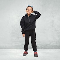 CONJUNTO CHARLOTTE GERALD DE DOS PIEZAS SUDADERA Y JOGGER PARA NIÑO LU 100% ALGODÓN - NEGRO