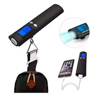 Balanza Digital Portátil 4 en 1 con Linterna, SOS, Recargable USB, Power Bank, para Viaje