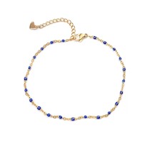 Tobillera Pulsera para Pie- Bañado en Oro 18k- Azul