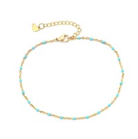 Tobillera Pulsera para Pie Bañado en Oro 18k Turquesa