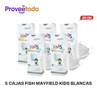 MASCARILLAS KN95 MAYFIELD FISH TYPE PARA NIÑOS X 100 UNIDADES COLOR BLANCO