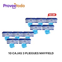 MASCARILLAS 3 PLIEGUES MAYFIELD COLOR CELESTE X 10 CAJAS
