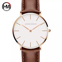 Reloj Hannah Martin Acero Oro Rosa y Cuero Marrón HAN-9