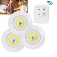 Pack 3 Luz LED con Control Remoto Apagado Automatico 30min 2 Intensidades