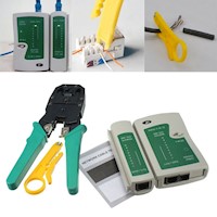 Kit Crimpeador Ponchador + Testeador + 12 Conectores RJ45