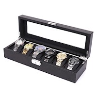 Caja Organizador Fibra Carbono Porta Relojes 6 compartimientos