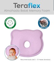 ALMOHADA BEBÉ MEMORY FOAM ANTI CABEZA PLANA ROSADO  TERAFLEX