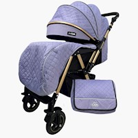 Coche moises Zaragoza aluminio Baby CAM con bolso pañalero morado