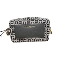 Cartera Tommy Hilfiger Negra Croosbody Monogram Blanco