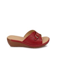 Sandalia Slide Casual WIL-2603 Rojo Viale Cuero