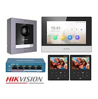 Kit Videoportero IP Hikvision DS-KIS602 Cámara 2MP App Llamada 2 Monitores 4.3"