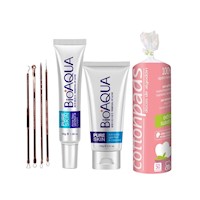 Pack Facial Pure Skin Bioaqua + Set Extractor De Acné más Discos Desmaquillantes