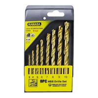 Juego de Brocas HSS-Ti 3-10 mm para Metal 8 pzas Kamasa KM1064