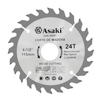 Disco de Sierra 4 1/2" 24D para Madera Asaki ASK08601