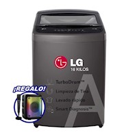 Lavadora LG 16K Carga Superior TurboDrum WT16BVTB Negro Claro + Parlante Portátil Eversound EV 5003 de REGALO