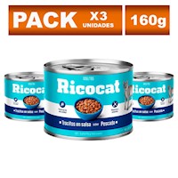 Comida Enlatada para Gatos Ricocat Adultos de Pescado 160g x3